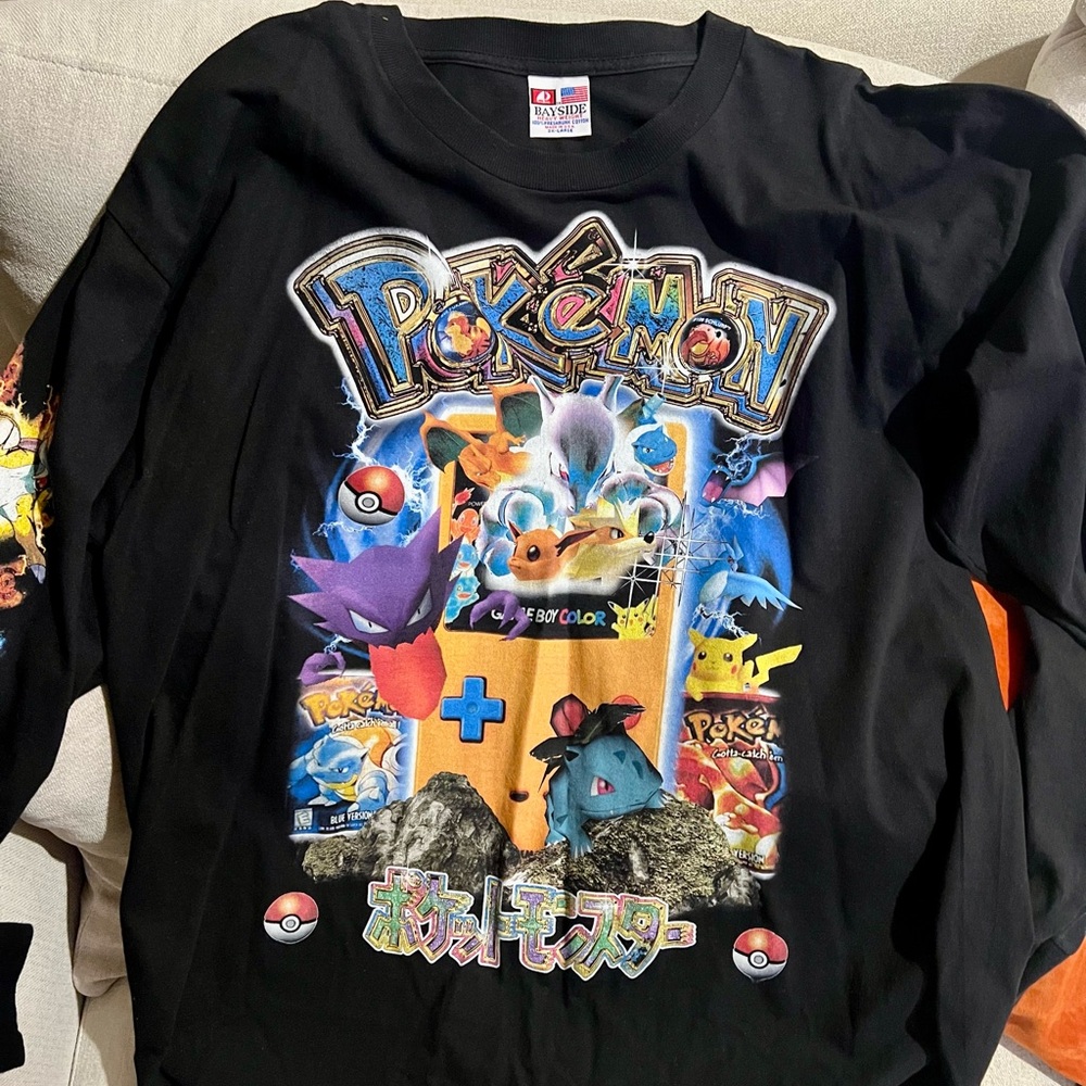 DBRUZE Pokemon Long Sleeve Gameboy Color Black T Shirt Sz 2XL Rare
